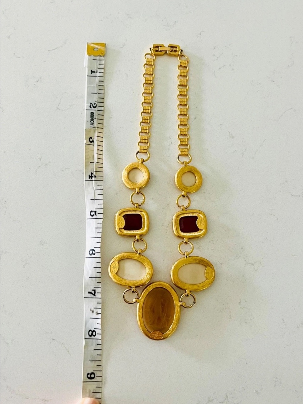 Rare Vintage Signed Givenchy 1976 Cameo Intaglio Runway Collector’s Necklace - Picture 6 of 8